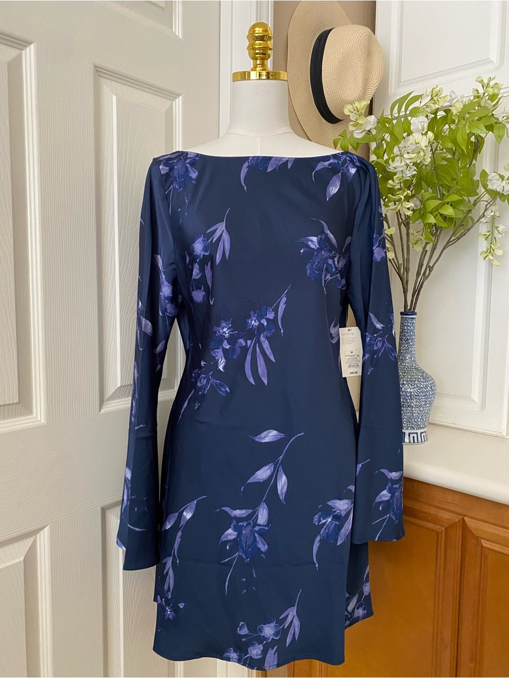 a new day Navy & Purple Floral Long-Sleeve Shift Dress